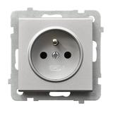 SONATA Gniazdo pojedyncze z uziemieniem - kolor srebro mat