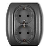 TREND Gniazdo podwójne z uziemieniem SCHUKO 2x(2P+Z) (przesłony torów prądowych) grafitowy