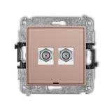 ICON Mechanizm gniazda antenowego podwójnego typu F (SAT) niklowany, bez pola opisowego łososiowy