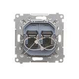 Simon 55 Gniazdo komputerowe podwójne RJ45 kategoria 6 z przesłoną przeciwkurzową Aluminium mat T62.01/143 KONTAKT
