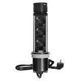 Gniazdo meblowe O6cm wysuwane z blatu z ładowarką USB i przewodem 1,5m 3x2P+Z (Schuko) 2xUSB (typ OR