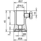 Gniazdo mocowania pręta izolacyjnego fi 16 mm, ze śrubą, ZG, stal nierdzewna NIRO