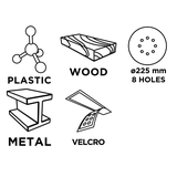 Krążki ścierne 225 mm, K180, 5 szt., z otworami