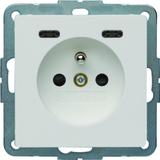 Q.x Gniazdo z uziemieniem z ładowarką USB C+C 20W PD, biały aksamit 48166089 HAGER