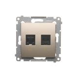 Simon 54 Gniazdo komputerowe RJ45 kategoria 5e + telefoniczne RJ12 złoty mat D5T.01/44 KONTAKT