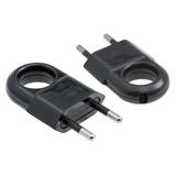 Wtyczka płaska z uchwytem 10A/250V czarna bez uziemienia