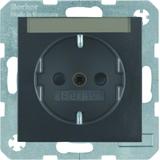 BERKER B.x Gniazdo SCHUKO z polem opisowym z przysłonami styków antracyt mat 47491606 HAGER