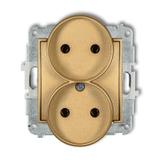 ICON Mechanizm gniazda podwójnego do ramki bez uziemienia 2x2P (bez przesłon torów prądowych) złoty