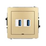 DECO Mechanizm gniazda podwójnego 2xUSB A-A 3.0, bez pola opisowego złoty