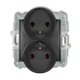 MINI Mechanizm gniazda podwójnego do ramki z uziemieniem 2x(2P+Z) (bez przesłon torów prądowych) gra
