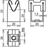 Wspornik DEHNgrip, wys. 20 mm, M6, stal nierdzewna NIRO