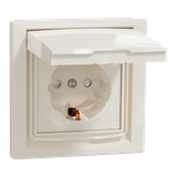 Asfora, gniazdo pojedyncze schuko, IP44, kremowy