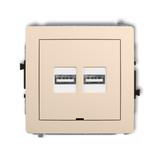 DECO Ładowarka USB podwójna 2xUSB A, 15,5W max., 5V, 3.1A, bez pola opisowego beżowy 1DCUSBBO-6 KARLIK