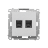 Simon 55 Gniazdo telefoniczne podwójne RJ12 Aluminium mat