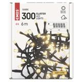 Lampki choinkowe LED Classic Cluster jeżyk 300 LED 6m ciepła biel czarny IP44 timer D4BW04 EMOS