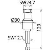 Końcówka robocza do drążka ze złączem 6-kątnym, 24/12 mm