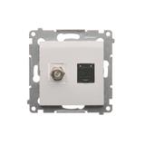 Simon 54 Gniazdo antenowe typu F+RJ45 kat.6 biały