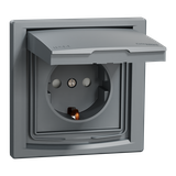 Asfora, gniazdo pojedyncze schuko, IP44, stal