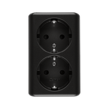 Simon 54 Gniazdo podwójne Schuko n/t z przesłonami wersja skandynawska 16A szybkozłączka czarny