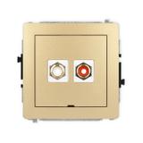 DECO Mechanizm gniazda podwójnego RCA, bez pola opisowego (typu cinch - biały i czerwony, pozłacany)