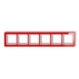 DECO Ramka uniwersalna sześciokrotna - efekt szkła (ramka: czerwona; spód: biały)