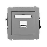 DECO Mechanizm ładowarki USB pojedynczej USB A, 10W max., 5V, 2A szary mat