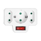 Rozgałęźnik 1x2P+Z (Schuko), 2x2P/II z włącznikiem, biały OR-AE-13191(GS) ORNO