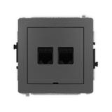 DECO Mechanizm gniazda komputerowego podwójnego 2xRJ45, kat. 6, 8-stykowy, bez pola opisowego grafit