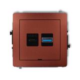 DECO Mechanizm ładowarki USB podwójnej USB C + USB A, 20W max., bez pola opisowego brązowy metalik
