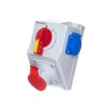 Zestaw C16-18.1 Włącz-wyłącz 0-I Gniazdo 3P+Z, 1 x 2P+Z IP-54; przystosowane do zamknięcia na kłódkę