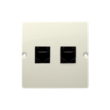 Simon Basic Gniazdo telefoniczne RJ11 podwójne Montaż gniazda na wkręty do puszki beż