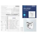 Gniazdo pojedyncze 2P+Z, Schuko, USB-A + USB-C, wyjście 5VDC max. 3A, biały OR-AE-13308(GS)/W ORNO
