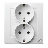 AS ANTYBAKTERYJNY Gniazdo podwójne z uziemieniem schuko kompletne z ramką, produkt zawiera szkło fos