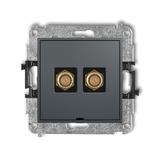 ICON Mechanizm gniazda antenowego podwójnego typu F (SAT) pozłacany, bez pola opisowego grafitowy ma