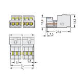 gniazdo pinowe raster 5 mm 4-torowe