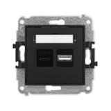 MINI Ładowarka USB podwójna USB C + USB A, 20W max. czarny mat 12MCUSB-8 KARLIK