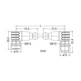 przewód do czujników/el.wykonawczych gniazdo kątowe/wtyczka kątowa M12 2m
