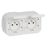 NOWE PLEXO - GNIAZDO 2X2P+Z POZIOME KOMPLET NATYNKOWY 16 A - 250 V BIAŁE 069778L LEGRAND