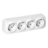 Gniazdo poczwórne natynkowy ToDo 2P+Z Schuko IP20, 16A, 230V AC, 16A, 230V AC, biały, 8 sztuk