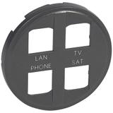 CELIANE - Plakietka do gniazd 4 x RJ 45 - STP kat. 6 grafitowa, Legrand
