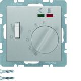 BERKER Q.x Regulator temperatury podłogi z stykiem zwiernym elementem centralnym LED aluminium aksamit lakierowana 20346084 HAGER