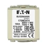 FUSE 160A 690V 1*BN/50 AR UC Wkładka szybka 160A AC 690V rozmiar 1 45x59x51 mm aR I 170M3414 EATON