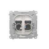 Simon Basic Gniazdo komputerowe RJ45 kategoria 6 podwójne z przesłoną przeciwkurzową Montaż na łapki