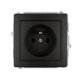 DECO Mechanizm gniazda pojedynczego z uziemieniem 2P+Z (przesłony torów prądowych) czarny mat