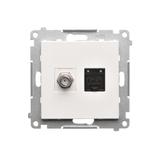 Simon 55 Gniazdo antenowe typu /F/+RJ45 kat.6 Biały mat