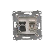 Simon 54 Gniazdo antenowe typu +RJ45 kat.6 złoty mat