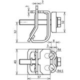 Zacisk do rynny, do zawiniętych brzegów 16-22 mm, Al-stal nierdzewna NIRO