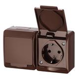 GNT HERMES 2x2P+Z schuko IP44 brąz