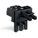 WINSTA rozgałęźnik typu T 3-torowy 1 x wtyk / 2 x gniazdo czarny