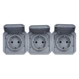 NOWE PLEXO - GNIAZDO SCHUKO 3X2P+Z POZIOME MECHANIZM 16A-250V SZARE 069578L LEGRAND